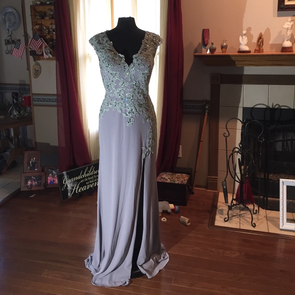 Mori Lee MGNY Style 71627 Size 10 Silver - MOB